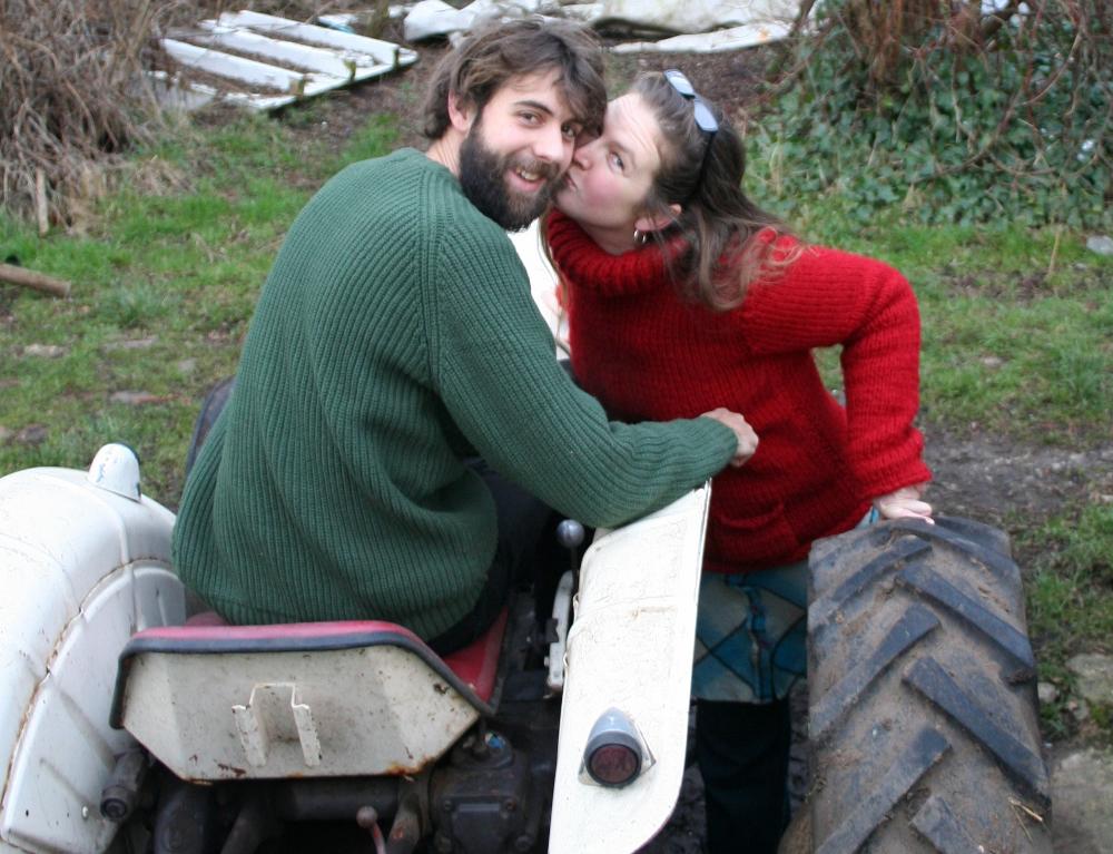 Kindling's Helen Woodcock kissing local grower Adam Ryan from Glebelands.