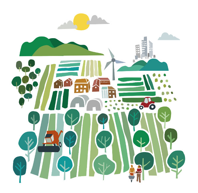 Graphic illustration of envisioned farm